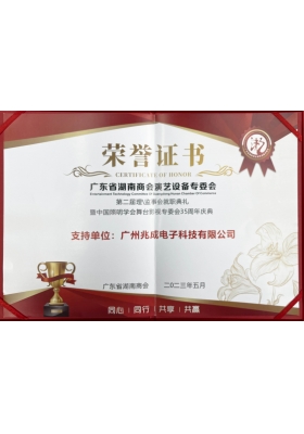 广东省湖南商会演艺设备专委会-副会长-荣誉证书
